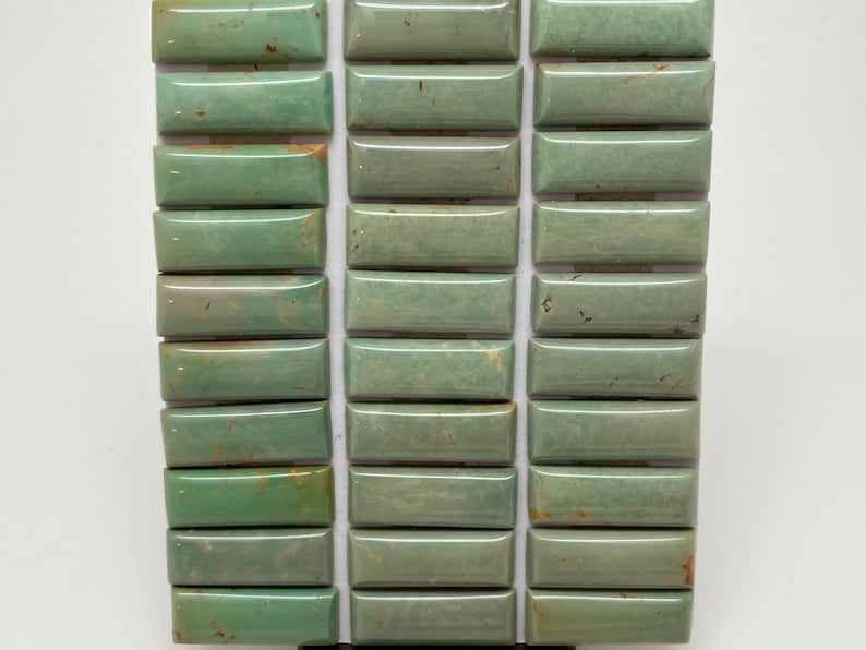 7x20mm RECTANGLE Kingman Turquoise Calibrated Cabochons Sold Individually Sold by Card Stabilized, Natural Color Green