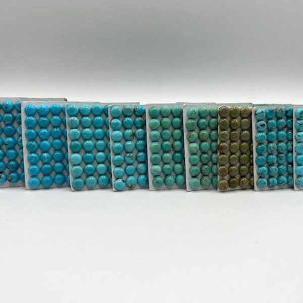 8mm ROUND - Kingman Turquoise Calibrated Cabochons - Sold Individually - Sold BY Card - Stabilized, Natural Color