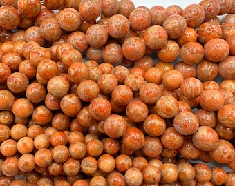 Apple Coral Round Beads - 6-7mm, 8-9mm, 10-11mm - Sold Individually - 8&quot; Strands