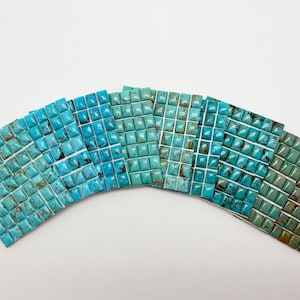 RECTANGLE 8x10mm - Cabochons calibrés Kingman Turquoise - Vendus à l'unité - Vendus par carte - Stabilisés, Couleur naturelle