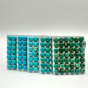 8mm ROUND - Kingman Turquoise Calibrated Cabochons - Sold Individually - Sold By Card