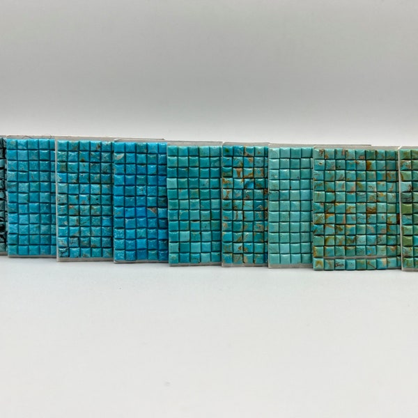 5mm SQUARE - Kingman Turquoise Calibrated Cabochons - Sold Individually -  Sold by Cabochon Card - Stabilized, Natural Color