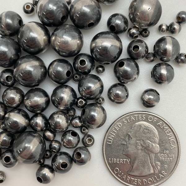 Sterling Silver Pearls - 3mm, 4mm, 6mm, 7mm, 8mm, 10mm - Sold by Bag of 10 Beads