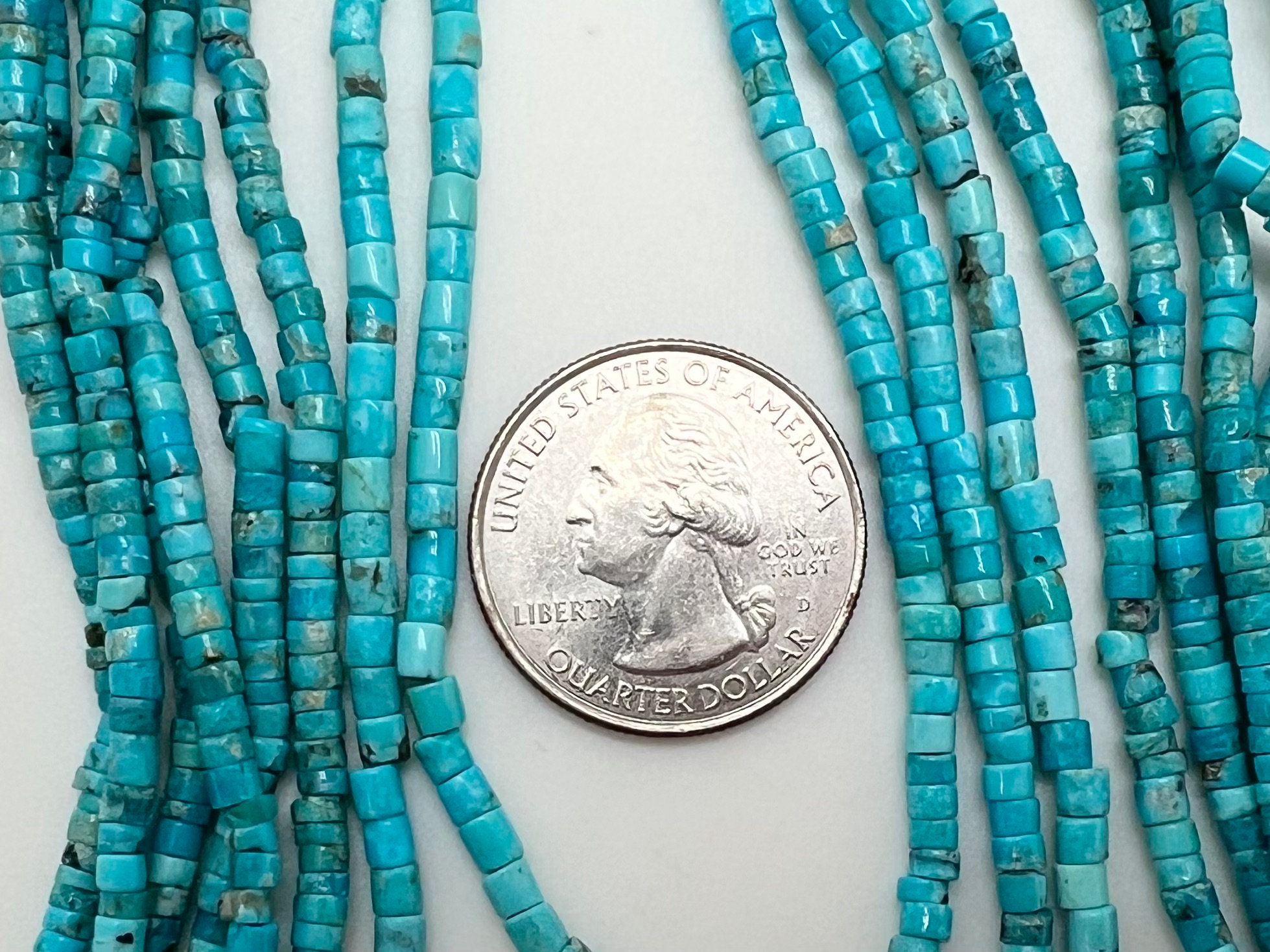 4mm Heishi Tube Kingman Turquoise Beads - Jewelry Making Supplies
