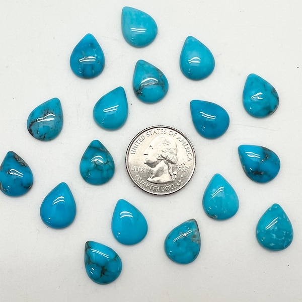High Blue Kingman Turquoise 12x16mm Pear Cabochons - Calibrated Cabs - Sold Individually