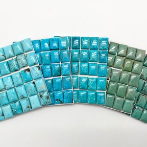 10x14mm RECTANGLE - Kingman Turquoise Calibrated Cabochons - Sold Individually - Sold by Card - Stabilized, Natural Color