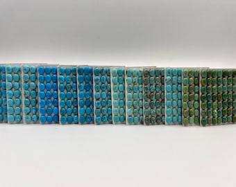 6x8mm OVAL - Kingman Turquoise Calibrated Cabochons - Sold Individually - Sold by Full Card - Stabilized, Natural Color