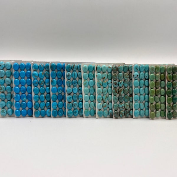 6x8mm OVAL - Kingman Turquoise Calibrated Cabochons - Sold Individually - Sold by Full Card - Stabilized, Natural Color