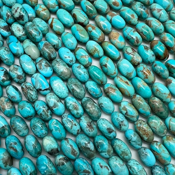 Kingman Turquoise Extra-Small Potato Shaped Beads - Approx. 7x11mm - Sold by 8" Strand