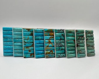 7x21mm RECTANGLE - Kingman Turquoise Calibrated Cabochons - Sold Individually - Sold by Card - Stabilized, Natural Color