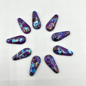 Mohave Purple & Kingman Turquoise 13x30mm Teardrop Cabochons - Sold Individually