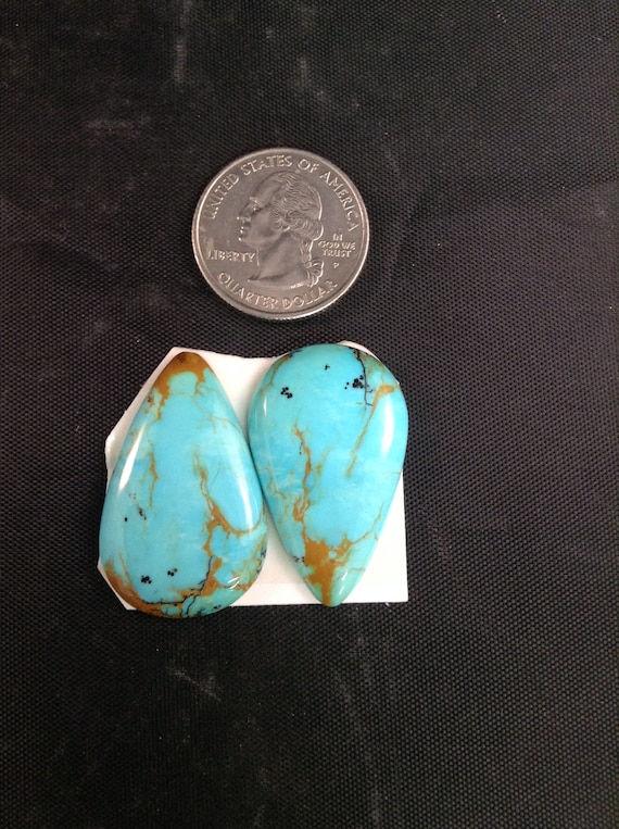 Kingman Turquoise Tear drop cabochon/Matching cabochon/Matching cabochon/Matching boucle d’oreille ensemble/Arizona turquoise/non soutenu/39,5 carats/TCFF66 45c311 Kingman Turquoise Tear drop cabochon/Matching cabochon/Matching cabochon/Matching boucle d’oreille ensemble/Arizona turquoise/non soutenu/39,5 carats/TCFF66 45c311
