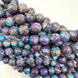 Spotted Mohave Purple Round Beads - 6-7mm, 8-9mm, 9-10mm, 10-11mm - Kingman Turquoise Mine - Sold by 8&quot; Strand