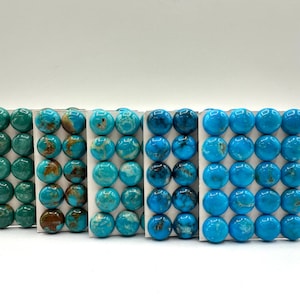 Cabochon calibrati in turchese Kingman da 12 mm - Venduti singolarmente - Venduti in cartoncino - Stabilizzati, colore naturale