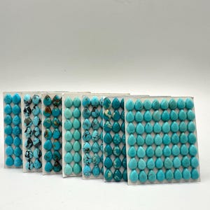 6x8mm PEAR - Kingman Turquoise Calibrated Cabochons - Sold Individually - Sold by Card - Stabilized, Natural Color