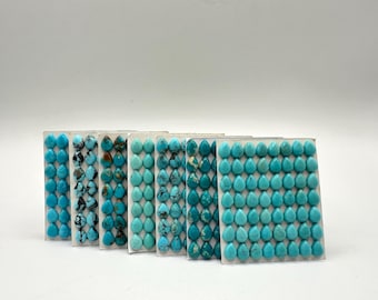 6x8mm PEAR - Kingman Turquoise Calibrated Cabochons - Sold Individually - Sold by Card - Stabilized, Natural Color