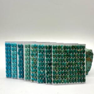 4x6mm OVAL - Kingman Turquoise Calibrated Cabochons - Sold Individually - Sold by Card - Stabilized, Natural Color