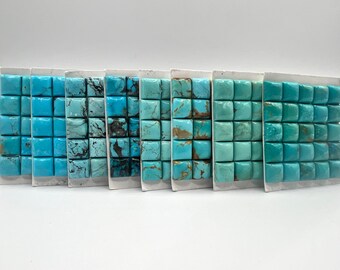 10mm SQUARE - Kingman Turquoise Calibrated Cabochons - Sold Individually - Sold by Cabochon Card - Stabilized, Natural Color