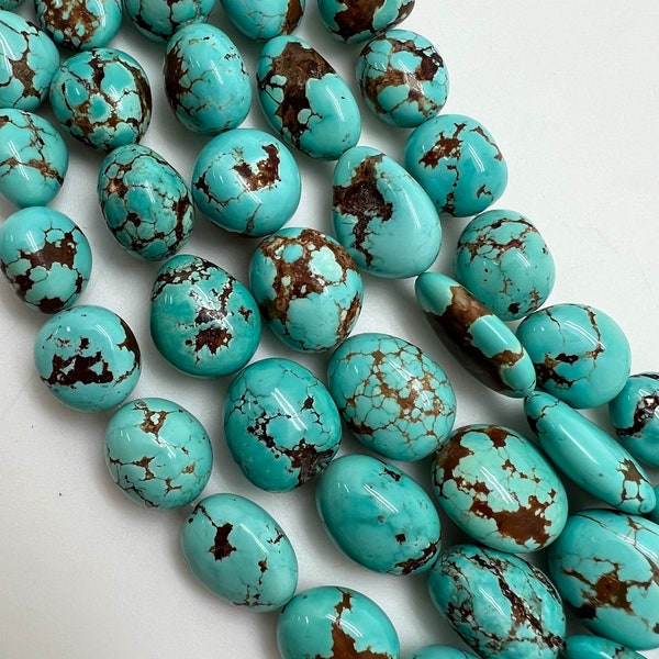 Smooth Cut #8 Turquoise Nugget Beads/ Sold by Strand/ Kingman Turquoise Mine/ Group 15