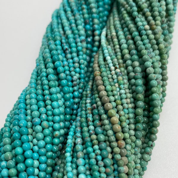 Kingman Turquoise 1.5-3mm Rounds/ 15.5" Bead Strand/ Sold by Strand