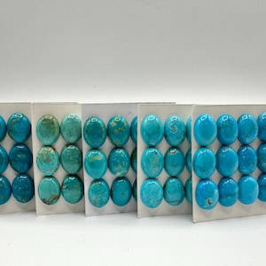 12x16mm OVAL - Kingman Turquoise Calibrated Cabochons - Sold Individually - Sold by Card - Stabilized, Natural Color