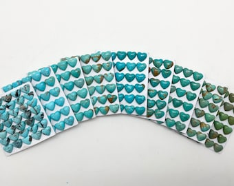 10mm HEART - Kingman Turquoise Calibrated Cabochons - Sold Individually - Sold by Card - Stabilized, Natural Color