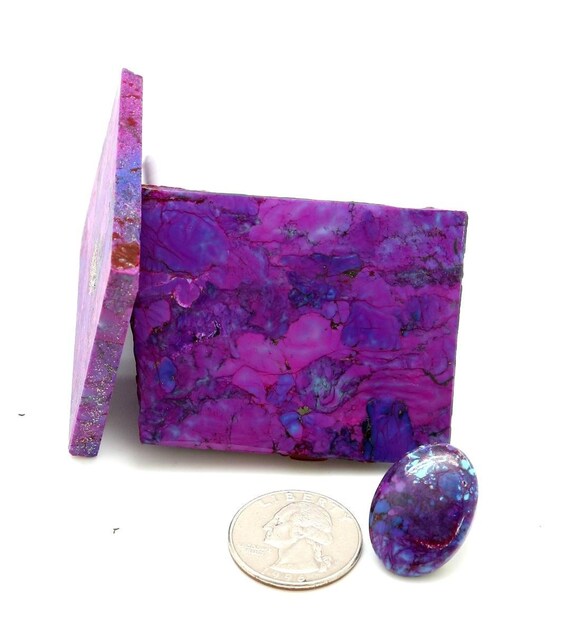 Finished Cabochon Mohave Purple /& Kingman Blue Turquoise Jewelry Making Lapidary Pendant Making