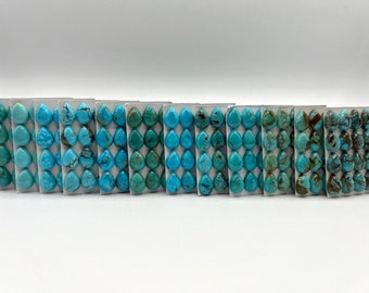 10x14mm PEARS - Kingman Turquoise Calibrated Cabochons - Sold Individually - Sold by Full Card - Stabilized, Natural Color