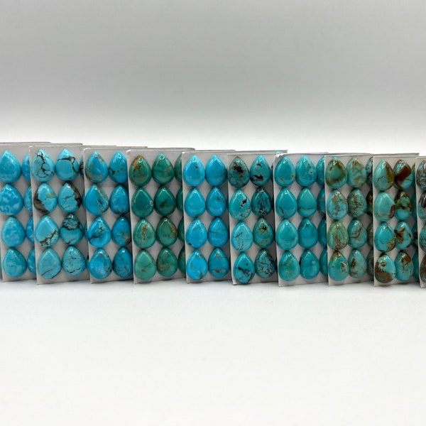 10x14mm PEARS - Kingman Turquoise Calibrated Cabochons - Sold Individually - Sold by Full Card - Stabilized, Natural Color