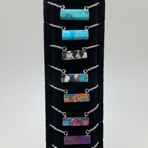 Kingman Turquoise Naked Bar Necklaces/TN116