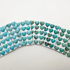 CORAÇÃO de 12 mm - Cabochão calibrado turquesa Kingman - Vendido individualmente - Vendido por cartão - Estabilizado, cor natural