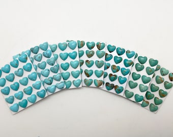 12mm HEART - Kingman Turquoise Calibrated Cabochon - Sold Individually - Sold by Card - Stabilized, Natural Color