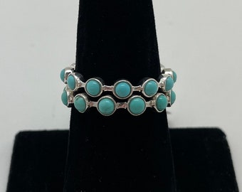 Kingman Turquoise Halo Band Stackable Ring - TQB3