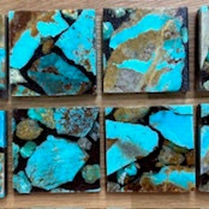 Kingman Turquoise 2&quot; x 2&quot; Tiles - Handmade, Handcut, One of a Kind - Sold Individually - Group 1