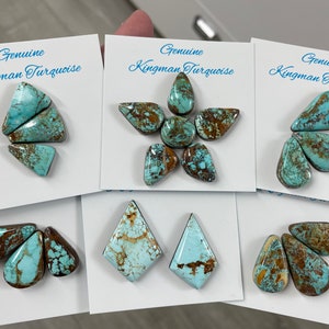 Natural Rising Phoenix Kingman Turquoise Freeform Cabochons/ Backed/ Group 3