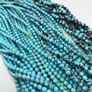 Winter Ridge 6mm Round Beads - Kingman Turquoise - 16&quot; Strands