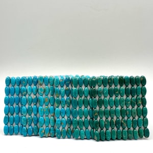 5 x 10 mm OVALE - Cabochons Kingman Turquoise calibrés - Vendus à l'unité - Vendu par carte - Stabilisé, Couleur naturelle
