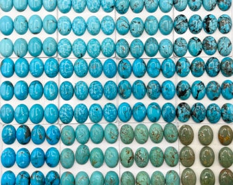 13x18mm OVAL - Kingman Turquoise Calibrated Cabochons - Sold Individually - Sold by Card - Stabilized, Natural Color