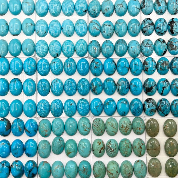 13x18mm OVAL - Kingman Turquoise Calibrated Cabochons - Sold Individually - Sold by Card - Stabilized, Natural Color