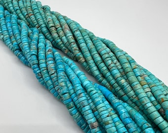 Kingman Turquoise 6-7mm Rustic Heishi Beads - 16" Bead Strand - Sold Individually