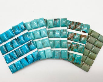 12x16mm RECTANGLE - Kingman Turquoise Calibrated Cabochons - Sold Individually - Sold by Card - Stabilized, Natural Color