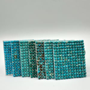 4mm ROUND - Kingman Turquoise Calibrated Cabochons - Sold Individually - Sold by Card - Stabilized, Natural Color