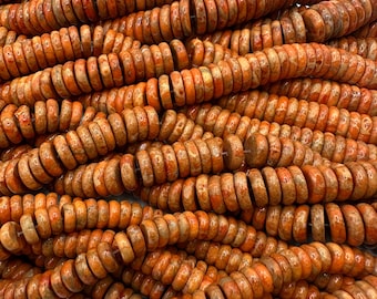 Apfel-Korallen-Waffel-Rondell-Perlen - Verkauft nach Größe 8-9 mm, 11-12 mm, 12-13 mm, 14-15 mm - Einzeln verkauft - 8 &quot;Stränge