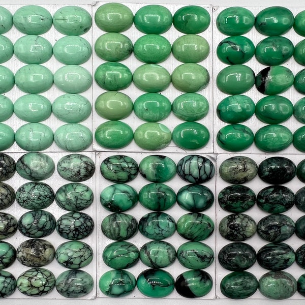 Black Bridge Variscite 12x16mm Oval Calibrated Cabochons - Sold Individually - Sold by Full Card - Stabilized, Natural Color