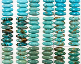 8x22mm OVAL - Kingman Turquoise Calibrated Cabochons - Sold Individually - Sold by Full Card - Stabilized, Natural Color