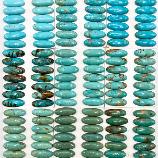 8x22mm OVAL - Kingman Turquoise Calibrated Cabochons - Sold Individually - Sold by Full Card - Stabilized, Natural Color