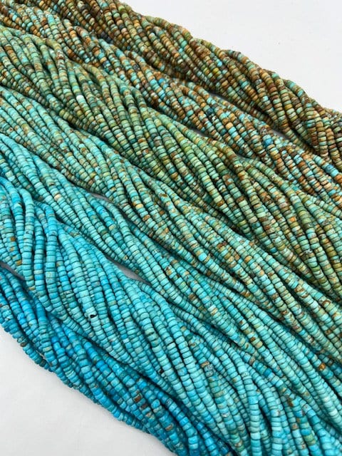 Kingman Turquoise 4-5mm Rustic Rondells - 16" Strands - Sold Individually
