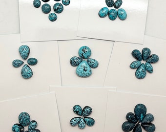 Black Spiderweb Kingman Turquoise Unstabilized Freeform Cabochon Suites/ Sold Individually/ Group 12