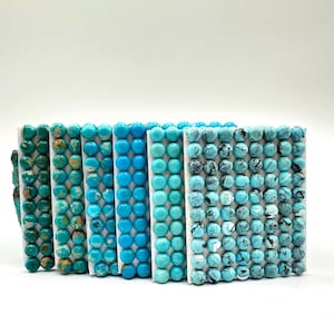 6 mm REDONDO - Cabochões Kingman Turquesa Calibrados - Vendidos Individualmente - Vendidos por Cartão