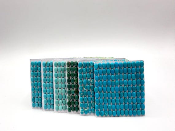 4x6mm OVAL - Kingman Turquoise Calibrated Cabochons - Sold Individually - Sold by Card - Stabilized, Natural Color